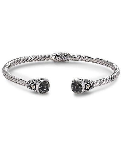 Samuel B. 18k Over Silver 3.00 Ct. Tw. Green Amethyst Twisted Cable Bangle Bracelet - White