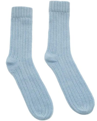 Portolano Cashmere Ribbed Socks - Blue