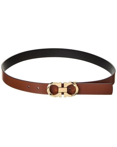 Ferragamo Gancini Reversible & Adjustable Leather Belt - Brown