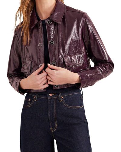 Boden Cropped Collared Jacket - Purple