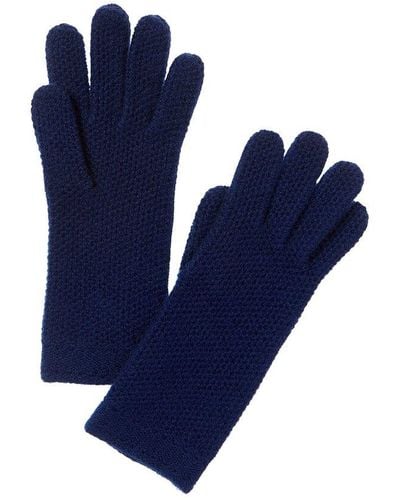 Phenix Honeycomb Knit Cashmere Gloves - Blue