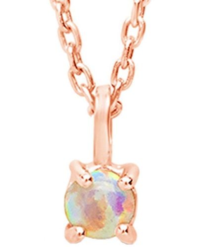 Sterling Forever 14k Rose Gold Vermeil Opal Pendant Necklace - White