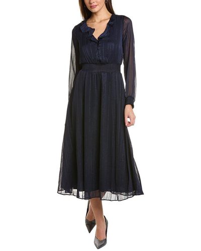 Nanette Lepore Stripe Midi Dress - Blue