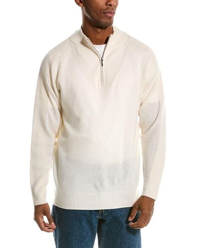 SCOTT & SCOTT LONDON Wool & Cashmere-blend 1/4-zip Mock Sweater - White