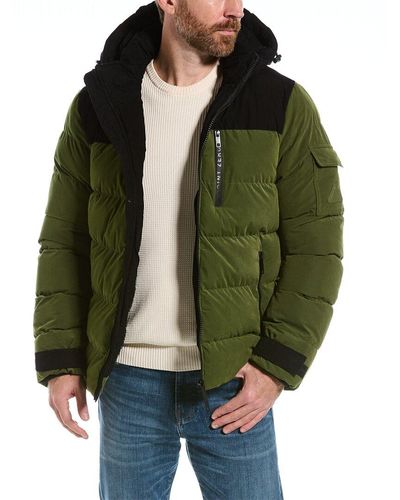 Point Zero Micro Fine Wales Twill Corduroy Puffer Jacket - Green