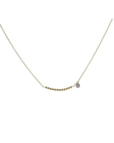 Meira T 14k 0.03 Ct. Tw. Diamond Beaded Bar Necklace - Metallic