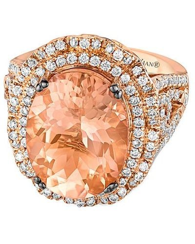 Le Vian Le Vian 18k Rose Gold 8.10 Ct. Tw. Diamond & Peach Morganite Ring - Multicolour
