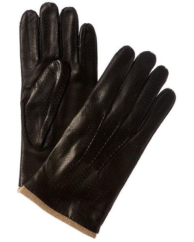 Portolano Perforated Leather Gloves - Black