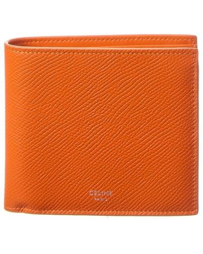 Celine Logo Leather Bifold Wallet - Orange