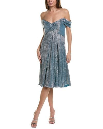 Rene Ruiz Metallic Cocktail Dress - Blue