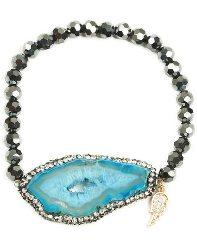 Eye Candy LA The Luxe Collection Hematite Stretch Bracelet - Blue