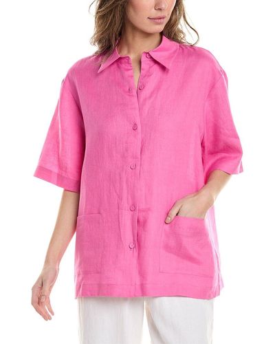 Cynthia Rowley Isola Linen Camp Shirt - Pink