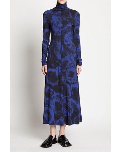 Proenza Schouler Marble Jersey Turtleneck Dress - Blue