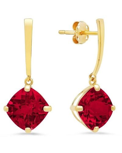 MAX + STONE Max + Stone 14k 4.40 Ct. Tw. Created Ruby Drop Earrings - Red