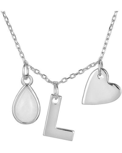 Adornia Silver 1.00 Ct. Tw. Moonstone Charm Initial Necklace (a-z) - Metallic