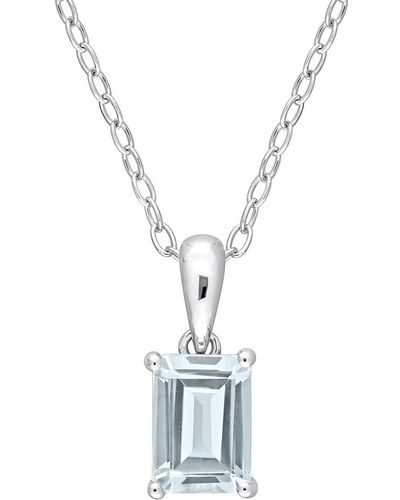 Rina Limor Silver 0.95 Ct. Tw. Aquamarine Solitaire Pendant Necklace - Metallic