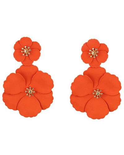 Eye Candy LA Floral Earrings - Orange