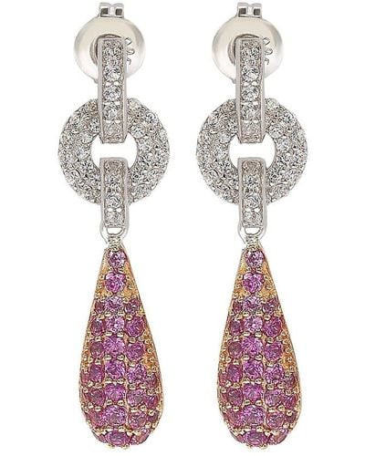 Suzy Levian Silver 0.02 Ct. Tw. Diamond & Sapphire Earrings - White