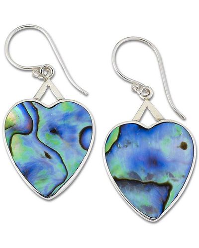 Samuel B. Silver Abalone Heart Earrings - Blue