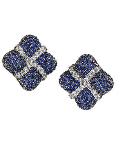 Suzy Levian 18k & Silver 2.47 Ct. Tw. Sapphire Earrings - Blue