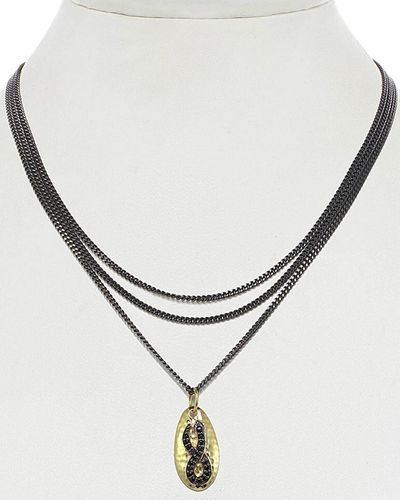 Rachel Reinhardt Jewelry 14k Over Silver Black Spinel Necklace - Metallic