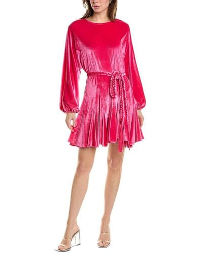 Beulah London Velour Mini Dress - Pink