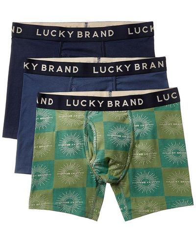 Lucky Brand Woven Cotton Classic Boxers Underwear 3-Pack Irish Shamrocks  SMALL