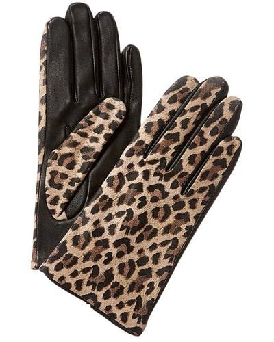 Lord + Taylor Silk-Lined Leather Gloves - Black