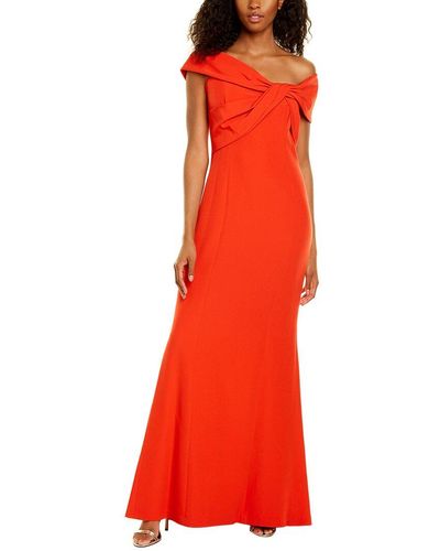 Teri Jon By Rickie Freeman Off-shoulder Twist Gown - Red