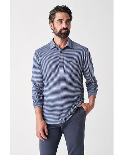 Faherty Cloud Striped Polo Shirt - Blue