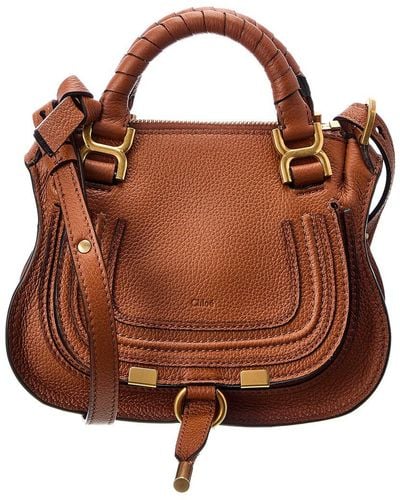 Chloé Marcie Mini Double Carry Leather Shoulder Bag - Brown