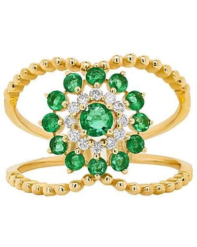 Diana M. Jewels Fine Jewellery 14k 0.72 Ct. Tw. Diamond & Emerald Ring - Multicolour