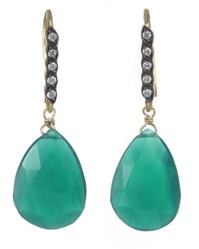 Margo Morrison New York 18k & Silver Gemstone Drop Earrings - Green