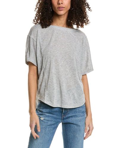 Project Social T Lesley Scoop Back Seamed Textured T-shirt - Gray