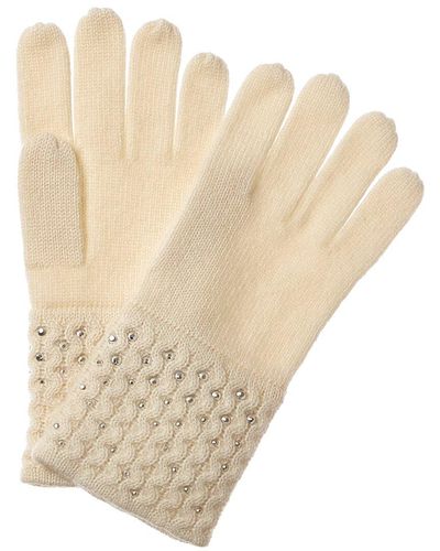 Forte Basic Texture Crystal Cashmere Gloves - Natural