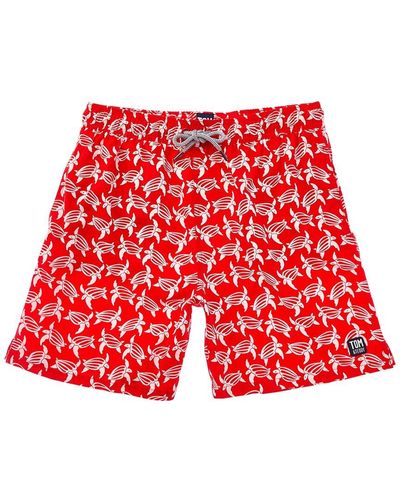 Tom & Teddy Turtle Swim Trunk - Red