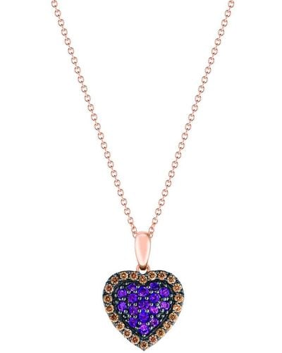 Le Vian ® 14k Strawberry Gold 0.44 Ct. Tw. Diamond & Amethyst Pendant Necklace - White