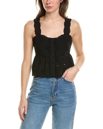 The Kooples Embroidered Eyelet Top - Black