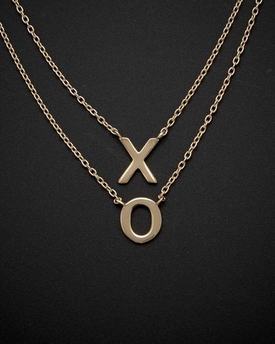 Italian Gold 14k Hugs & Kisses Xo Layered Necklace - Black