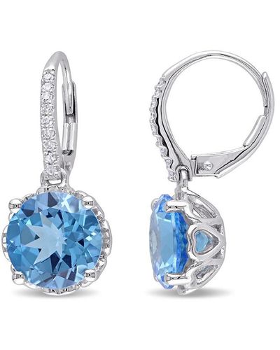 Rina Limor 10k 6.09 Ct. Tw. Diamond & Swiss-blue Topaz Earrings