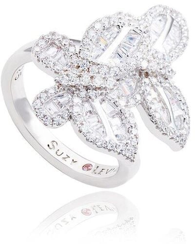 Suzy Levian Silver Cz Ring - White