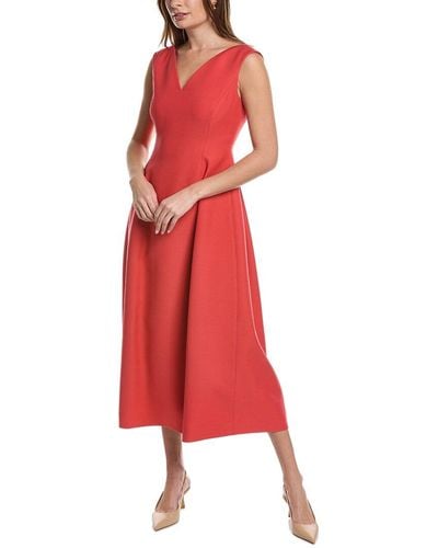 Lafayette 148 New York Portrait Neck Wool & Silk-blend Dress - Red