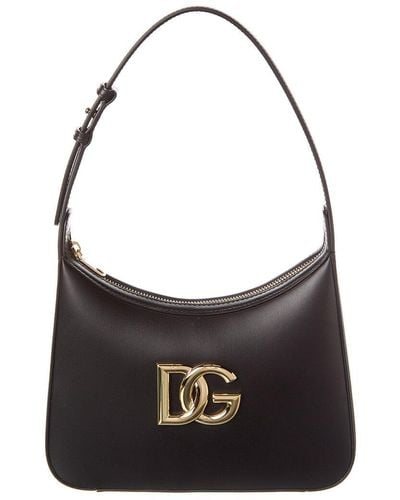 Dolce & Gabbana 3.5 Leather Hobo Bag - Black