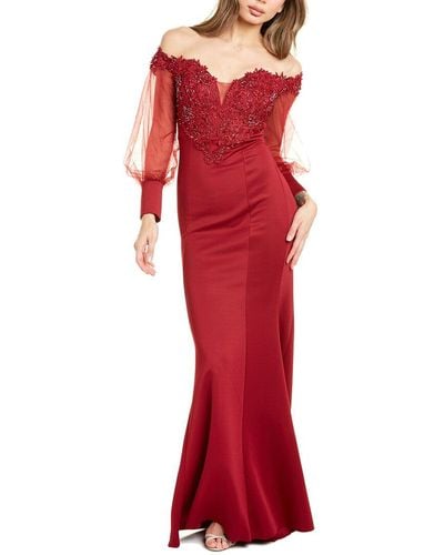 KALINNU Beaded Lace Gown - Red