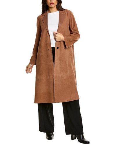 Theory Suede Trench Coat - Brown