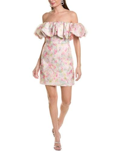 ML Monique Lhuillier Off-the-shoulder Mini Dress - Pink
