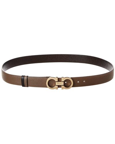 Ferragamo Salvatore Gancini Reversible & Adjustable Leather Belt - Brown