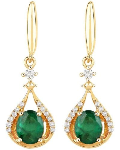 Diana M. Jewels Fine Jewelry 14k 0.70 Ct. Tw. Diamond & Emerald Dangle Earrings - Green