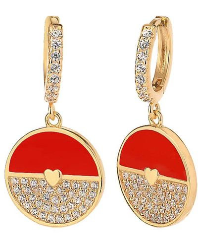 Gabi Rielle 14k Over Silver Heart Earrings - Multicolour