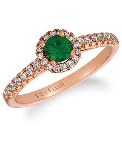 Le Vian Le Vian 14k Strawberry Gold 0.58 Ct. Tw. Diamond & Costa Smeralda Emeralds Ring - Multicolor